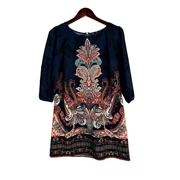 BeBop Patterned Navy Dress Size Small - Picture 1 of 3